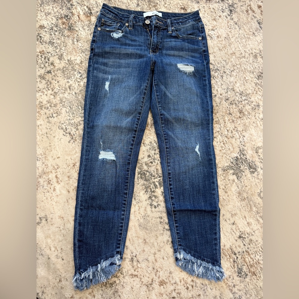 KanCan Dark Blue Distressed Ankle Jeans
